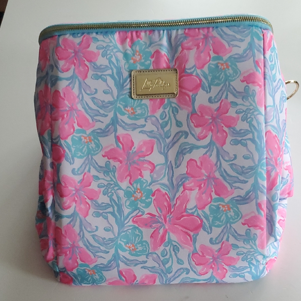 Lilly Pulitzer Pink & Aqua Floral Wine Carrier